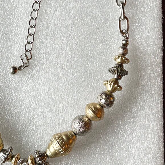 Chicos Gold-Tone & Silver-Tone Statement Necklace With Oval Pendant - Picture 7 of 10